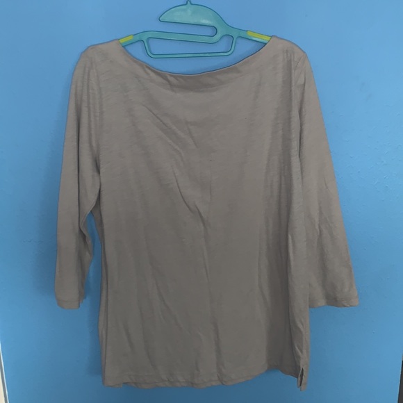 Loft Grey Cotton Boat Neck ¾ Sleeve Shirt - Picture 3 of 5